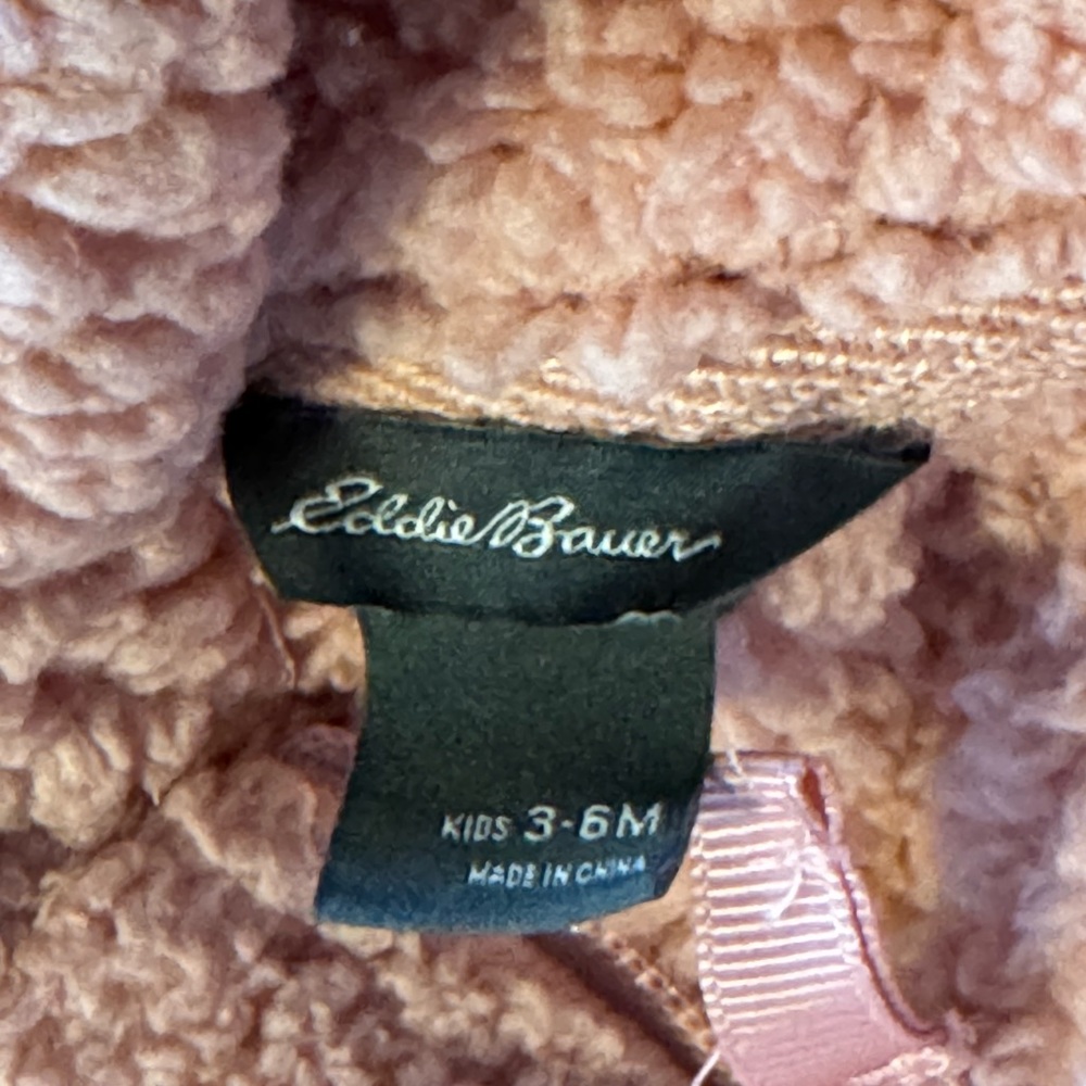 Eddie Bauer Baby Blush Pink Onesie Infant Fleece Plush Bear Hoodie Size … - Picture 6 of 8